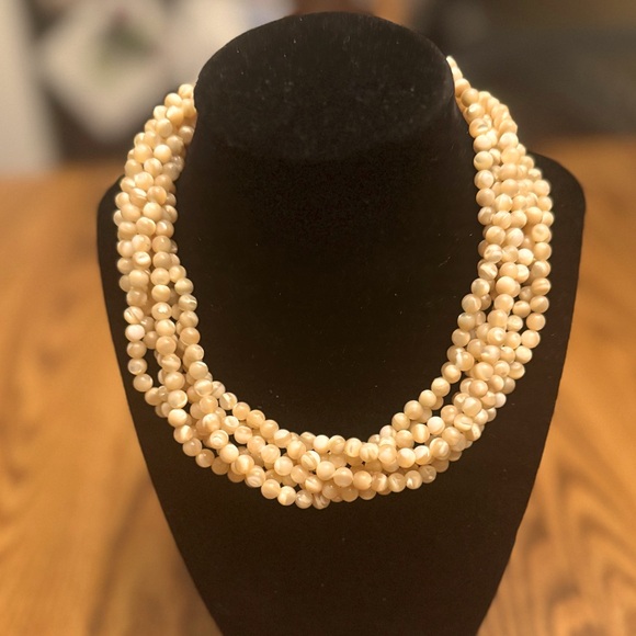 Kenneth Jay Lane Jewelry - Rare Vintage 80s Kenneth Jay Lane Balmuti Mother of Pearl Multi Strand Necklace